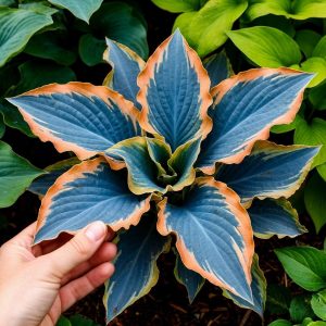 Хоста Океан Вью купить по цене от 960р. в интернет-магазине «Посадика» с доставкой почтой в в Павловое и по всей России – [изображение №1].